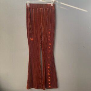 Copper Solid Textured Flare Leg Pants